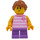 LEGO Flicka med Bright Rosa Striped Skjorta Minifigur