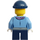 LEGO Girl mit Medium Blau Jacket, Dark Blau Kurz Beine und Dark Blau Deckel Minifigur