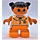 LEGO Chica con Naranja Checkered Blouse Figura Duplo