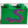 LEGO Green Brick 1 x 2 with Purple Snake &quot;S&quot; with Bottom Tube (3004)