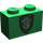 LEGO Green Brick 1 x 2 with Slytherin (Snake) Shield with Bottom Tube (3004)
