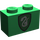 LEGO Green Brick 1 x 2 with Slytherin (Snake) Shield with Bottom Tube (3004 / 43777)