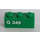 LEGO Verde Mattoncino 1 x 3 con &#039;G 349&#039; (Sinistra) Adesivo (3622)