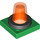 LEGO Green Duplo 2 x 2 Flashlight Base with transparent orange light (40867 / 41195)