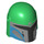 LEGO Groen Helm met Zijkanten Gaten met Mandalorian Vrouwelijk Tribe Warrior Grijs en Blauw (66492 / 87610)