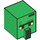 LEGO Green Square Head with Nose with Zombie Villager Face with Dark Red Eyes (23766 / 26833)