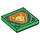 LEGO Green Tile 2 x 2 with Fox Head, Orange Hexagonal Shield with Groove (3068 / 29063)