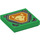 LEGO Green Tile 2 x 2 with Fox Head, Orange Hexagonal Shield with Groove (3068 / 29063)