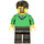 LEGO Grün V-Neck Pullover, Dark Braun Beine, Dark Braun Kurz Zerzaustes Haar, Bart, Safety Schutzbrille Minifigur