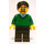 LEGO Green V-Neck Sweater, Dark Brown Jambes, Dark Brown Court Tousled Cheveux, Beard, Safety Goggles Figurine