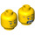 LEGO Kopf - Zwei Sided (Scared/Confident Smirk) mit Dark Orange Scratches (Einbau-Vollbolzen) (3626 / 73695)
