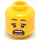 LEGO Hode med Svart Eyebrows, Rød Lips, Scared / Smile med Tenner (Forsenket solid knott) (3626 / 34394)