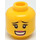 LEGO Hode med Svart Eyebrows, Rød Lips, Scared / Smile med Tenner (Forsenket solid knott) (3626 / 34394)