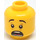 LEGO Hode med Svart Eyebrows, Scared / lukket Øyne Crying Ansikt (Forsenket solid knott) (3626 / 34381)