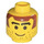 LEGO Head with Brown Hair and Thick Arched Eyebrows (Safety Stud) (3626)