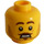 LEGO Head with Stubble, Handlebar Mustache and Serious/Scared Expression (Recessed Solid Stud) (3626 / 101383)