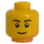 LEGO Head with Thin Smile, Black Eyes with White Pupils and Thin Black Eyebrows Pattern (Recessed Solid Stud) (11405 / 14967)