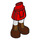 LEGO Hip with Basic Curved Skirt with Reddish Brown Boots with Gold Laces with Thick Hinge (35634)