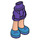 LEGO Hip with Rolled Up Shorts with Blue Shoes with Purple Laces with Thick Hinge (35556 / 35557)