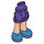 LEGO Hip with Rolled Up Shorts with Blue Shoes with Purple Laces with Thick Hinge (35557)