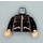LEGO Jewel Thief Torso with Zipper and Zippered Pockets and Red Stitching Lines Pattern, Black Arms, Light Flesh Hands (973)