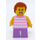 LEGO Kid, Female - Bright Pink T-Shirt with Stripes, Medium Lavender Short Legs Minifigure