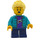 LEGO Kid Mannelijk met Donker turquoise Jasje Minifiguur