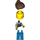LEGO Lady met Blauw Overalls en Brown Paardenstaart minifiguur