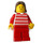 LEGO Lady with Horizontal Red Lines and Brown Hair Minifigure