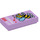 LEGO Lavender Tile 1 x 2 with &quot;LET&#039;S BEE FRIENDS!&quot; with Groove (3069 / 21657)