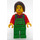 LEGO Lawn Worker in Green Overalls with Dark Brown Hair Minifigure