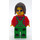 LEGO Lawn Worker in Green Overalls with Dark Brown Hair Minifigure