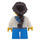 LEGO Lego Creator Child with White Hoodie with Blue Pockets, Dark Azure Short Legs, Freckles, Dark Brown hair ponytail Minifigure