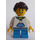 LEGO Lego Creator Child with White Hoodie with Blue Pockets, Dark Azure Short Legs, Freckles, Dark Brown hair ponytail Minifigure