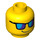 LEGO Lifeguard Head with Blue Glasses (Recessed Solid Stud) (3626 / 18196)