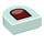 LEGO Light Aqua Tile 1 x 1 Half Oval with Dark Red Open Mouth and Coral Tongue (24246 / 73050)