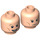 LEGO Leichtes Fleisch Dual Sided Minifig Kopf mit Dark Tan Eyebrows, Weiß Pupils und Cheek Lines (Einbau-Vollbolzen) (3626 / 24700)