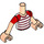 LEGO Light Flesh Friends Torso Male with Red and White Striped Shirt (11408 / 38556)