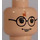 LEGO Licht Vleeskleurig Harry Potter Hoofd met Glasses en Rood Lightning Bolt (Veiligheids Stud) (3626)