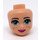 LEGO Lys hud Minidoll Hode med Medium asurblå Øyne, Freckles, Bright Rosa Lips og lukket Munn (19695 / 40334)