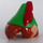 LEGO Light Flesh Pointed Ears with Dark Orange Hair and Green Hat and Feather (26224)