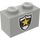 LEGO Hellgrau Backstein 1 x 2 mit Badge mit Unterrohr (3004)