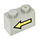 LEGO Light Gray Brick 1 x 2 with Yellow Left Arrow and Black Border with Bottom Tube (3004)