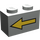 LEGO Light Gray Brick 1 x 2 with Yellow Left Arrow and Black Border with Bottom Tube (3004)