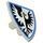 LEGO Lichtgrijs Minifig Schild Driehoekig met Falcon Patroon, Blauw Surround (3846)
