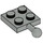 LEGO Hellgrau Platte 2 x 2 mit Kugelgelenk und kein Loch in der Platte (3729)