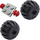 LEGO Ljusgrå Plate 2 x 2 with Red Wheels with Black Balloon Tires