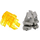 LEGO Light Gray Toa Head with Transparent Neon Yellow Toa Eyes/Brain Stalk