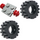 LEGO Light Gray Vintage Axle Plate With Red Wheel Hub and Medium Offset Treaded Tyre