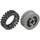 LEGO Light Gray Wheel Hub 8 x 17.5 with Axlehole with Narrow Tire 24 x 7 with Ridges Inside